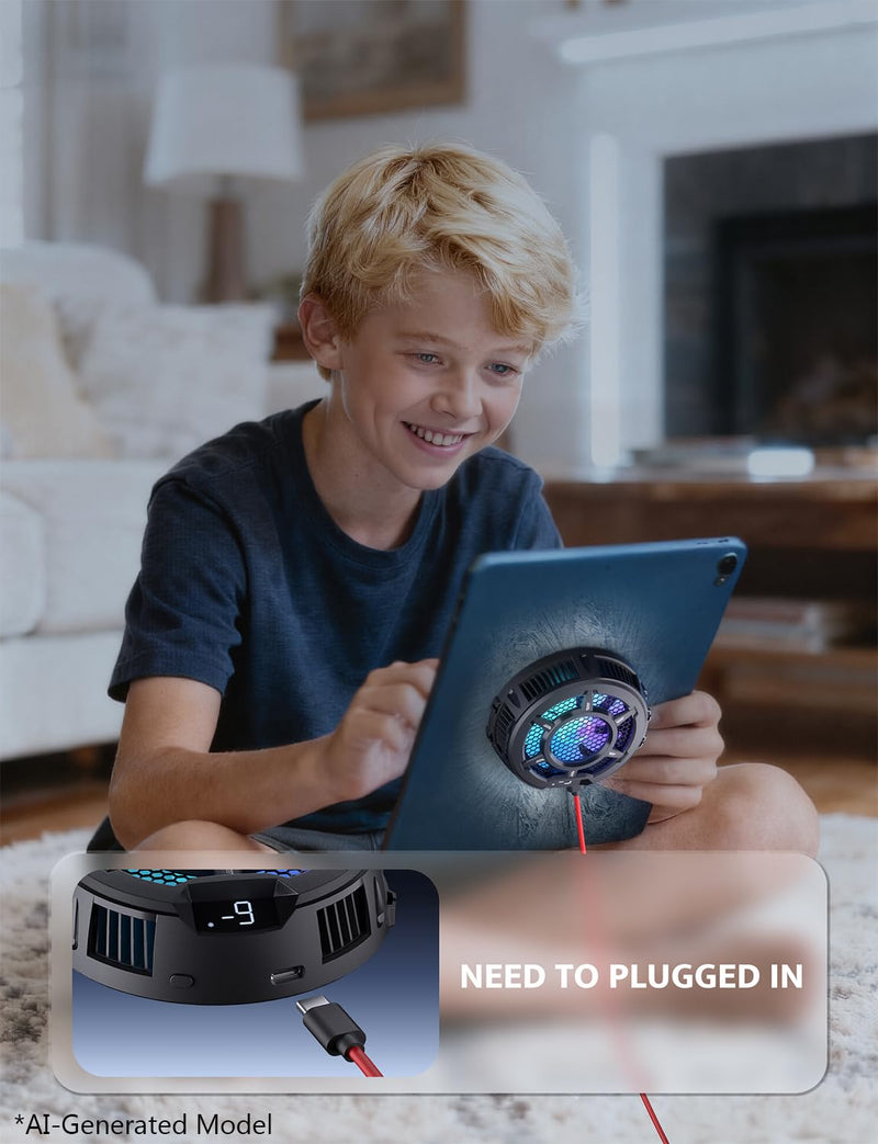 darkFlash iPad Cooler, Magnetic/Back Clip 2 in 1 Tablet Cooler for ipad/Surface pro/Samsung Tab, Steam Deck Fan, 30W Tablet Cooling Case with Temperature Display for Gaming, Live Streaming (GT-PRO)