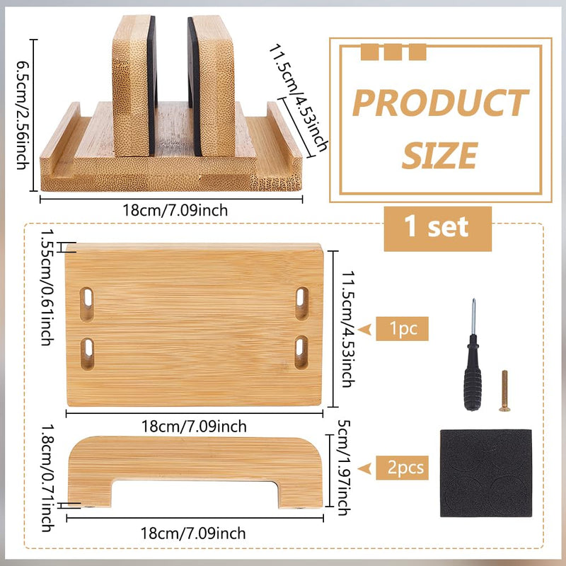 PH PandaHall 3 Slots Vertical Laptop Stand Wooden Laptop Holder Space-Saving Non-Slip Tablets Organizer Desktop Tablets Storage Adjustable Dock Stand for Mobile Phone Computer Keyboard Organizer