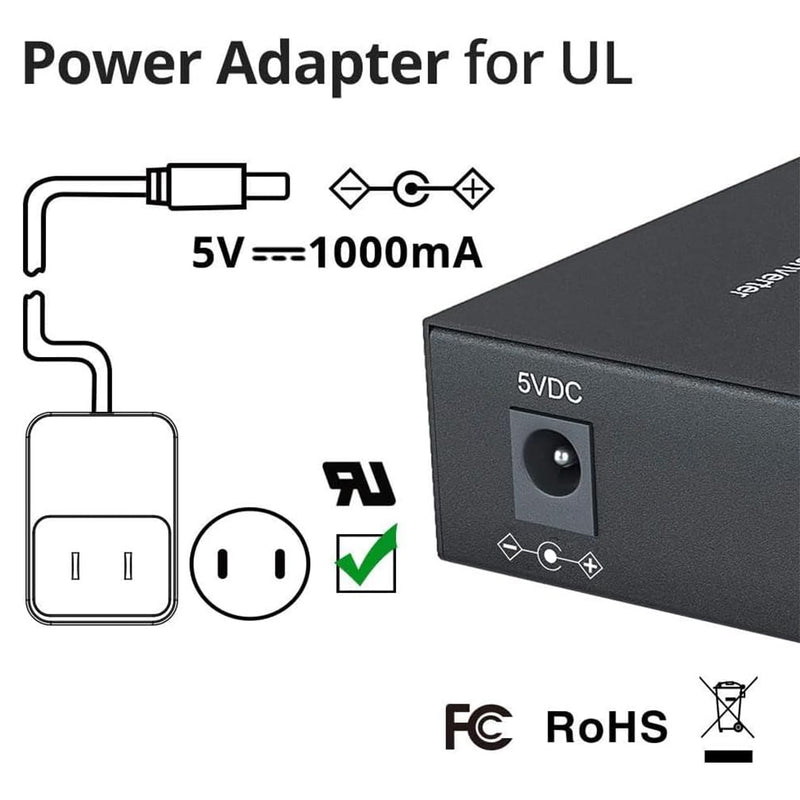 10Gtek Gigabit SingleMode Fiber to Ethernet Media Converter, Dual SC Fiber, 1000Base-LX to 10/100/1000Base-Tx Gigabit SMF Fiber SC to Copper RJ45 Ethernet Converter, UL Certified, 20km, Pack of 2 X2