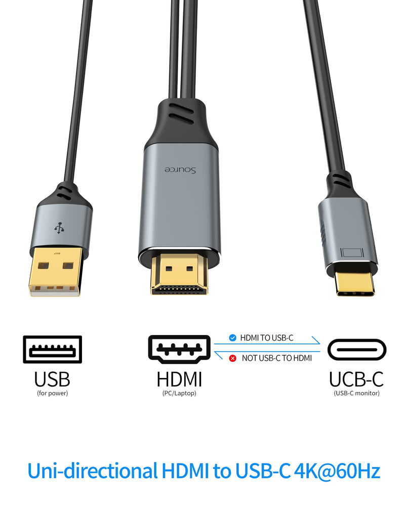 fairikabe HDMI to USB C Cable 4K60Hz, HDMI 2.0 to UsbC 6.6FT Soft Graphen Cable Adapter, Connect HDMI Laptop, PC, Steam Deck Dock to USB-C Monitor, Nreal Air, Xreal Air, Touchable Portable Monitor