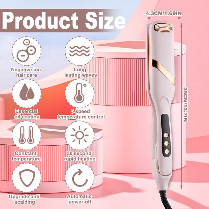  [AUSTRALIA] - 32mm French Wave Curling Iron - Hair Waver With 4 Gears Temperature Control and Fast Heating for Short and Long Hair