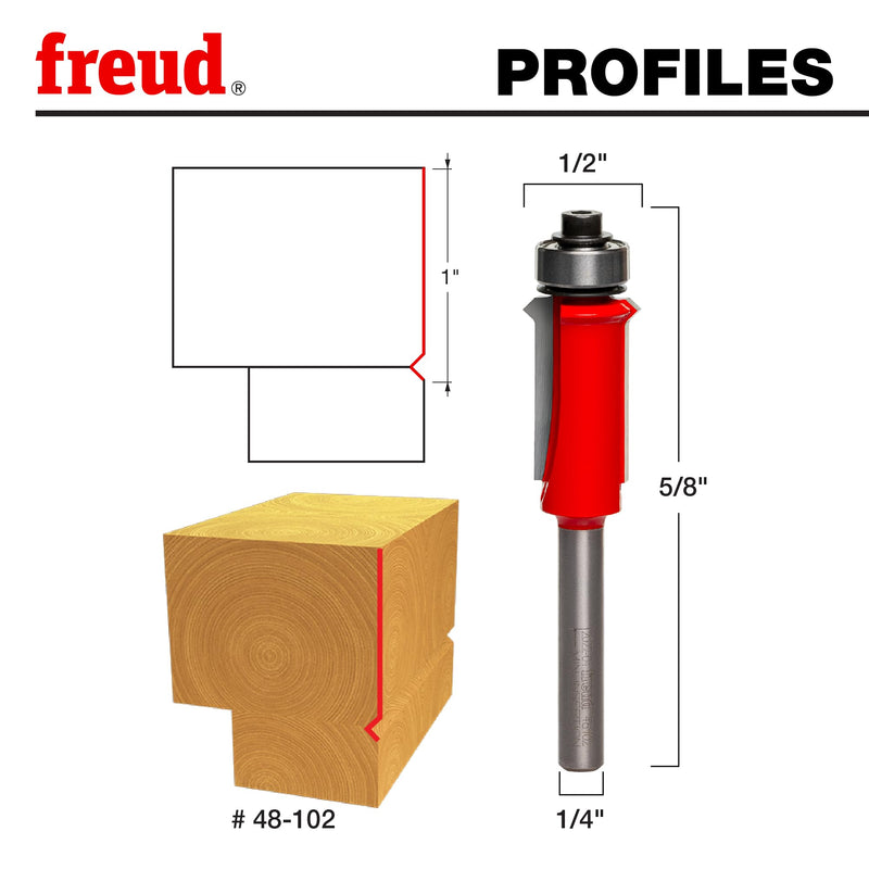 Freud 48-102: 5/8" (Dia.) Flush Trim “V” Groove Bit with 1/4" Shank