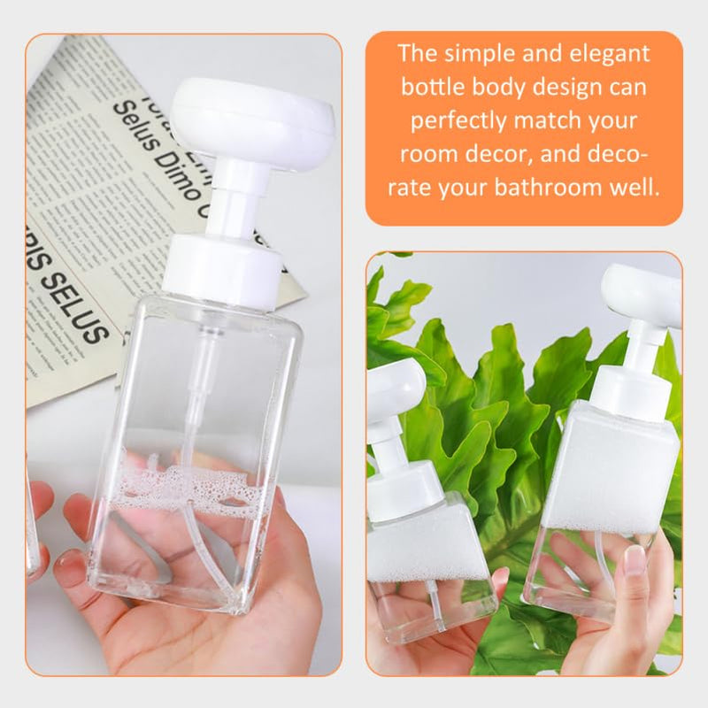 Foaming Soap Dispenser Bottles Flower Shape Foam Pump Bottles Clear Soap Dispenser Bathroom Refillable Pump Bottle for Liquid Hand Dispenser