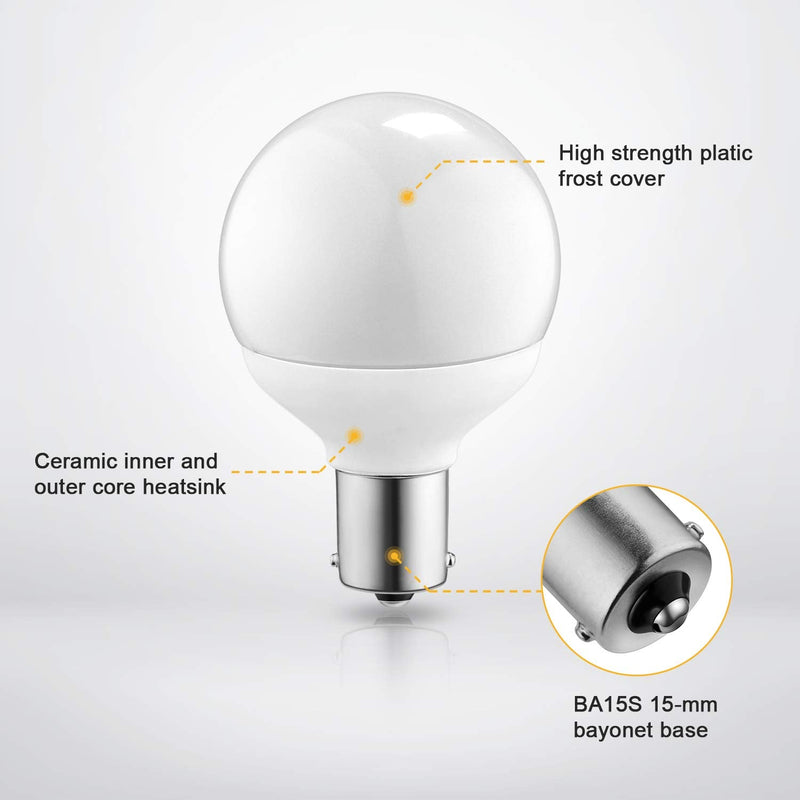 Kohree 12 Volt RV Led Light Bulbs BA15s 20-99/1141/1156 12V Vanity Replacement Bulbs for 5th Wheel Camper Trailer Motorhomes Marine Boat Interior Light Bulb (Pack of 3, 4000K Natural White) Natural White (4000k)