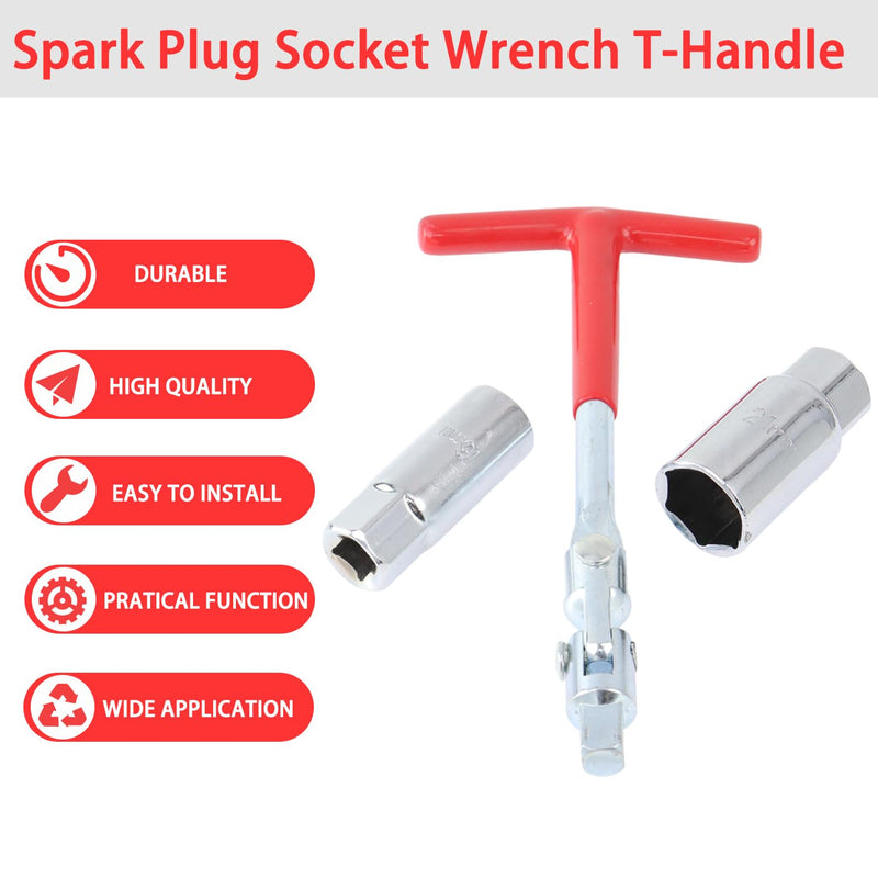 Spark Plug Socket Wrench Set - T-Handle Universal 16mm (5/8") & 21mm (13/16") Spark Plug Remover and Installer Tool for Motorcycles, Small Motor Vehicles, Lawn Mowers