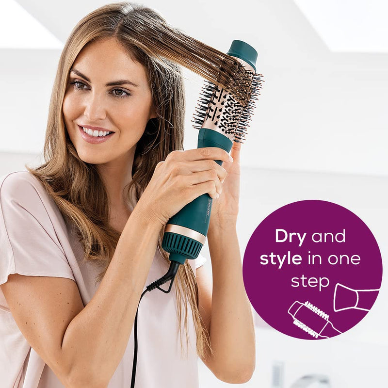 Beurer HC45 Ocean 2-in-1 Volumising Hair Dryer Brush, Drying Brush for Easy Styling and Added Volume, Ceramic Keratin Coating, 2 Heat & Speed Settings, Perfect Styling Brush with Ion Function
