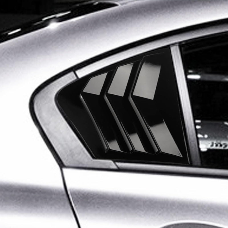 2-pcs for Honda Civic 9th Sedan 2012 2013 2014 2015 Accessories Sporty Car Auto Exterior Shutters decoration Rear Side Window Louvers Air Vent Scoop Shades Cover Trim Blinds,Glossy Black Glossy Black