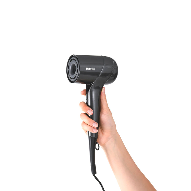 BaByliss Titanium Shine Hair Dryer - Powerful and Compact, 1600W High Speed Digital Motor, Large Diffuser, 3 Heat & 3 Speed Settings, Metallic Grey, D6200DU NEW