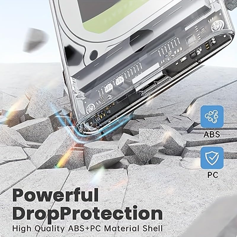 Transparent 2.5-inch Hard Drive Enclosure, USB 3.0/USB 3.1 to SATA III External Hard Drive case Adapter, SSD and HDD 9.5mm/7mm, Compatible with PS4, Xbox, PC, TV, and Laptop, Tool-Free Installation USB 3.1 Silver Adapter