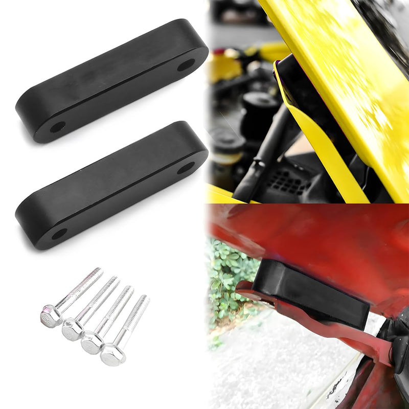 zipelo Car Hood Spacer Riser Kit, Aluminum Alloy Front Hood Vent Spacer Modification Kit, Car Hood Vent Spacer Riser Bolts Washers, Car Replacement Accessories Compatible with Most Cars (Black) Black