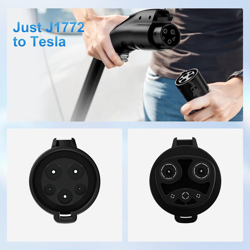 J1772 to Tesla Charger Adapter, Max 80A 250V Fast Charging for Tesla Model 3/Y/X/S/Cybertruck Connecting Charging Adapter, Compatible with SAE J1772 EV Adapter Only for Tesla 80A J1772 to Tesla Charger Adapter
