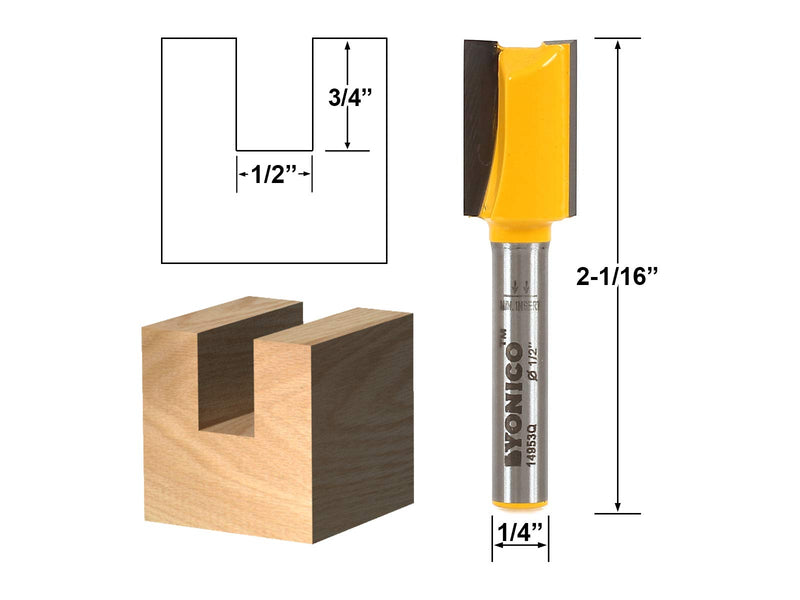 YONICO Router Bits Set Straight 5 Bit 1/4-Inch Shank 14522q 5 Bit Set - 1/4" Shank