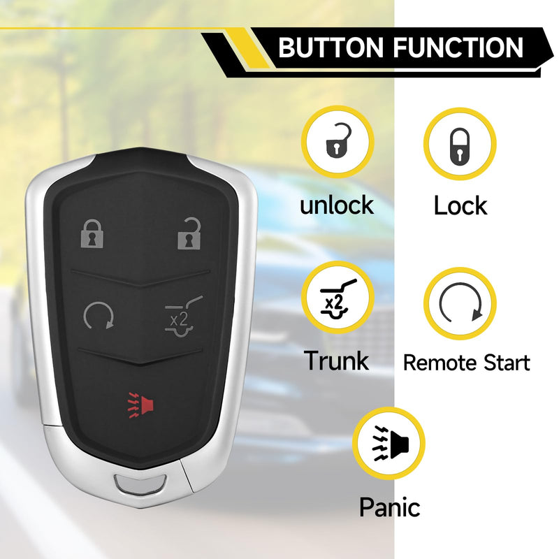 2 Pcs Smart Key Fob Replacement Fits for Cadillac XT5 2017 2018 2019 Cadillac XT4 2019 Car Keyless Entry Control Remote HYQ2EB 433Mhz 46