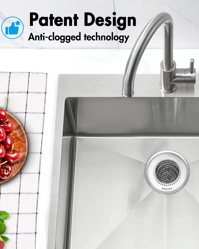 Wokdada Sink Drain Strainer, Reversible Easy Clean Mesh Sink Strainer with 304 Stainless Steel,Revolutionary Anti-Rust Large Kitchen Sink Strainer Food Catcher for Garbage Disposal Without Clogging Silver Silver