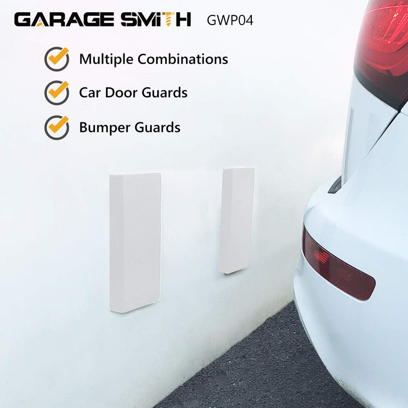 Garage Smith GWP04 Garage Wall Protector Car Door Protectors, Designed in Germany (4-Pack) White