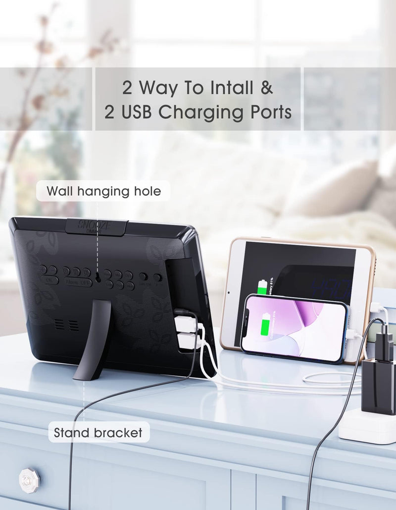 11.5" Large Display Digital Calendar Clock for Seniors, Digital Clock with Date and Day of Week for Elderly, 3 Alarms, 5 Dimmer, Temperature, Alarm Clock for Bedroom Living Room Blue Font