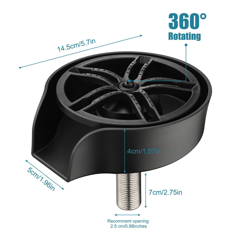 Glass Rinser for Kitchen Sink Glass Rinser with Pull-Out Spray High Pressure 360° Rotating Faucet Glass Rinser Cup Cleaner Bottle Washer for Bar Cafe Sink Black