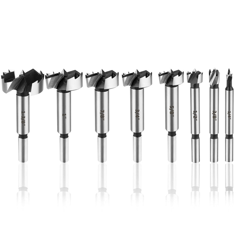 HPHOPE Forstner Bit Set 8Pcs - Forstner Bits for Wood, Wood Drilling with Storage Case 8 Pcs Set