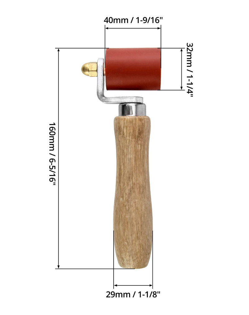 QWORK® Silicone Seam Roller, High Temperature Resistant Silicon Seam Hand Pressure Roller Welding Tool, 40mm, Red