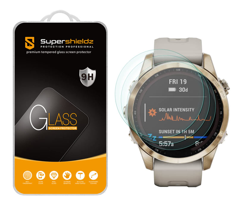 Supershieldz (3 Pack) Designed for Garmin Fenix 7S/ Fenix 7S Solar/Fenix 7S Sapphire Solar (42mm) Tempered Glass Screen Protector, Anti Scratch, Bubble Free