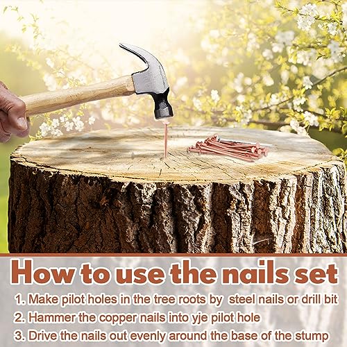 Gisafai 47 Pcs Copper Nails Tree Stump Killer Set, Include 40 Copper Nails for Killing Trees, Stumps and Roots 3.5 Inch Stump Removal Spikes with 4 Steel Nails 2 Drill Bit Nails and Storage Box