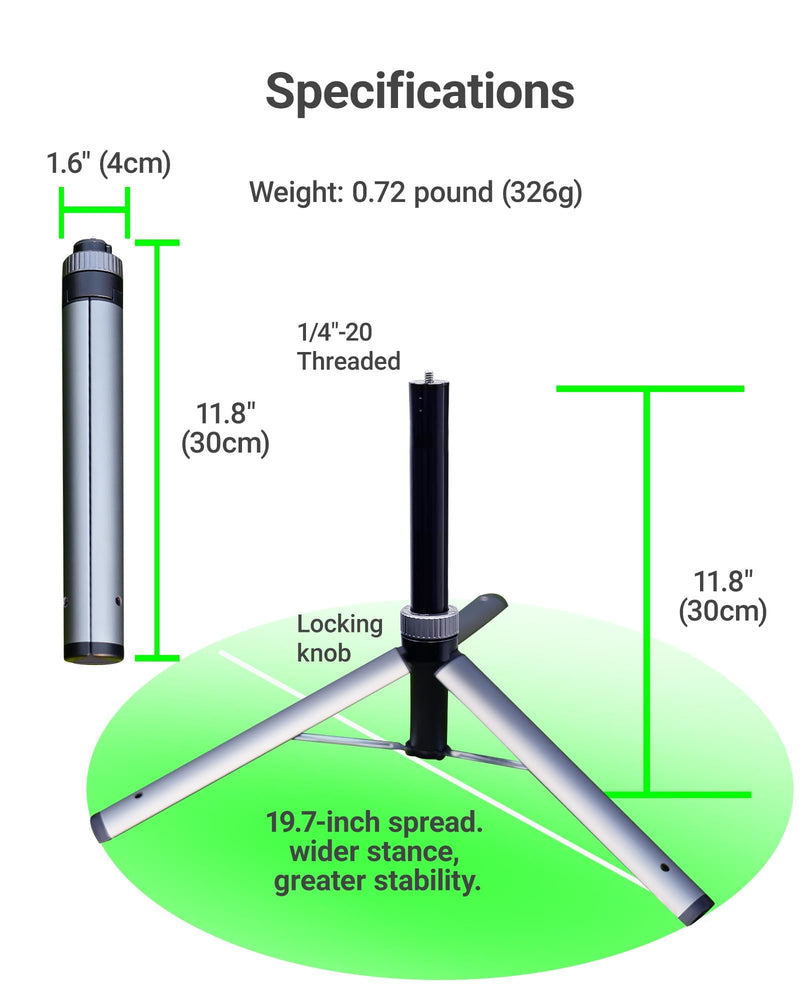 ORLNK T30S Tripod for Starlink Mini &V5 with Quick Release Plate (Aluminum) | Ultra-Compact 11.8" Design for Travel, Camping, Hiking, Fits Starlink V5 & Mini