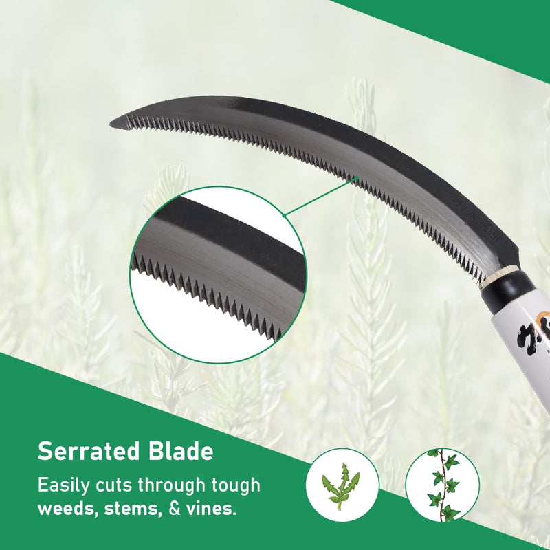 Japanese Serrated Sickle for Gardening - Compact & Lightweight, Wooden Handle (Set of 3) Set of 3