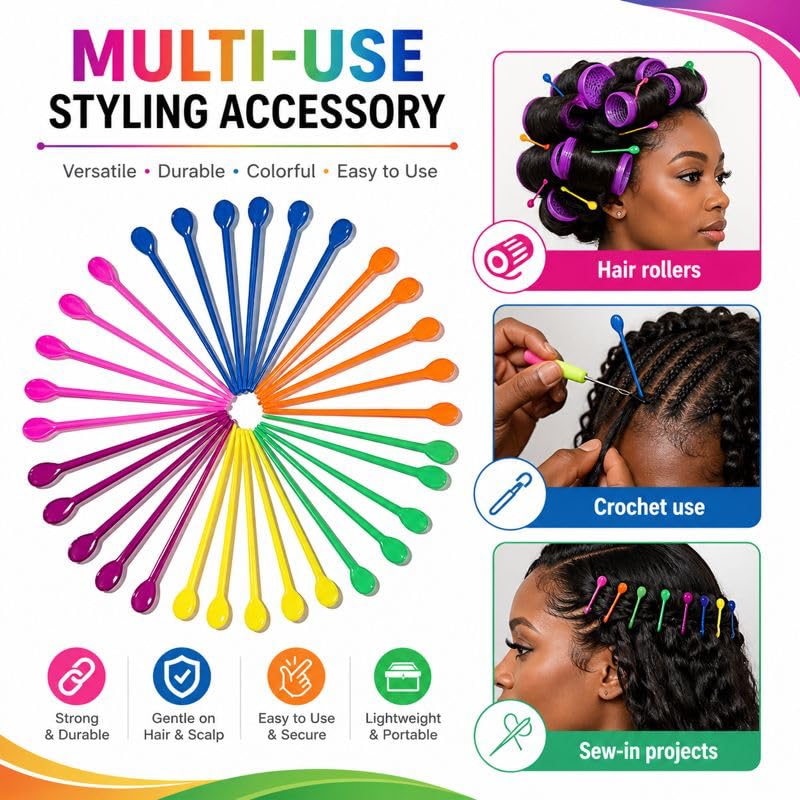 Mnixy 100 Pack Plastic Hair Perm Rods, 7.5 cm Curling Sticks, Single Colour | 100 reusable PP plastic curling rods in one colour, 7.5 cm long, for wet or dry hair styling, sectioning and salon practice.