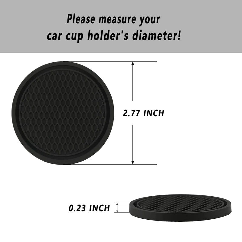 Car Cup Coaster, 4PCS Universal Auto Non-Slip Cup Holder Embedded in Ornaments Silicone Coaster, Car Interior Accessories Sets, Black