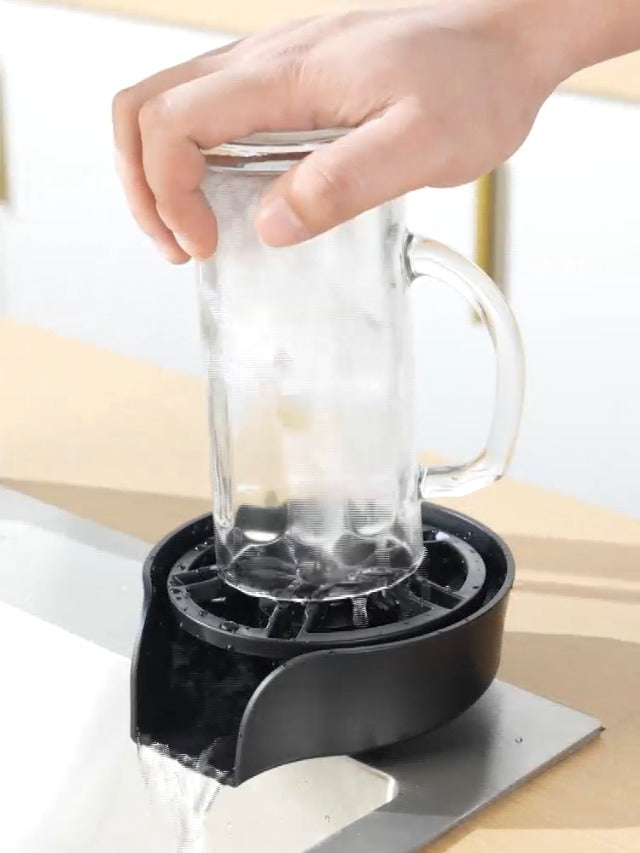 Glass Rinser Stainless Steel Bottle Washer for Kitchen Sink, Black