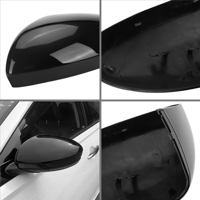 Glossy Black Direct Replacement Mirror Cover for 2019-2025 Nissan Altima, OEM #: 96374-6CA9A, Directly Replace Style, Not Sticker Style (Black) Black-Pair