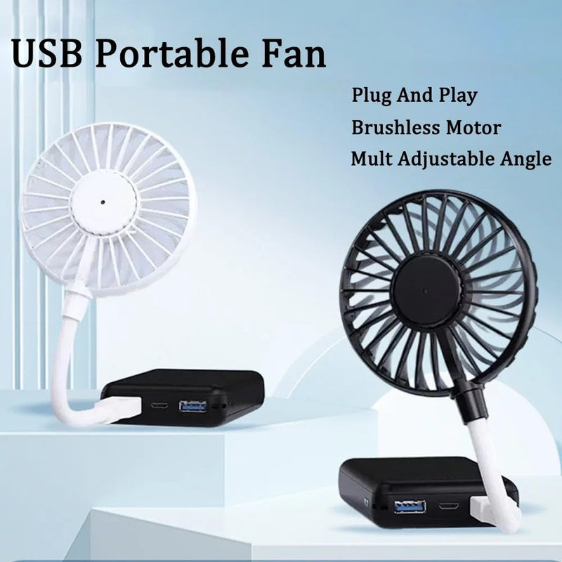 USB Fan Mini Portable Fans 360°Rotation Office Travel Pocket Fan (White) White