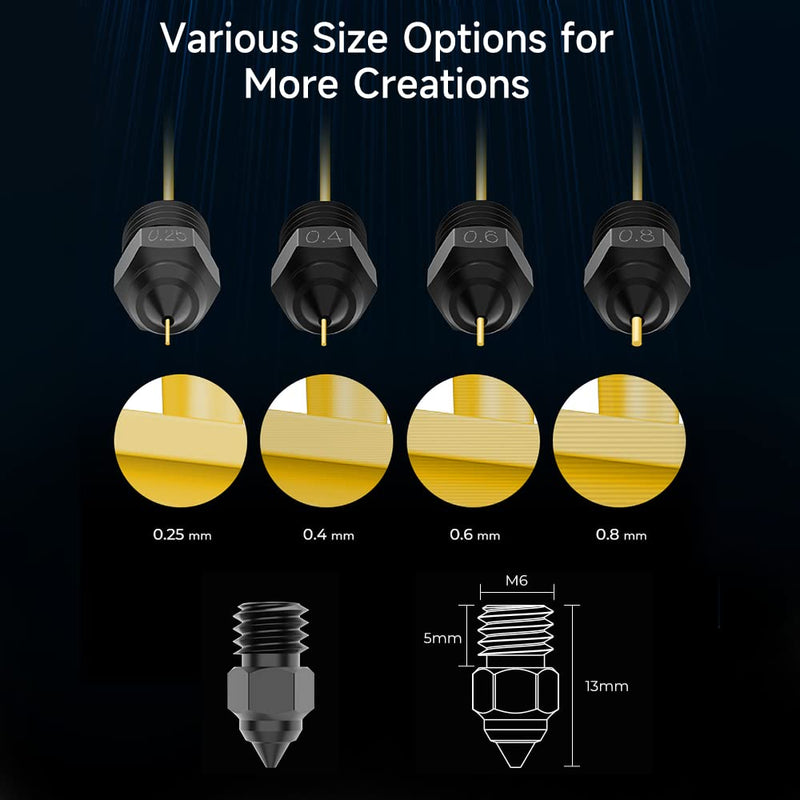 Official Creality High-end Hardened Steel MK8 Nozzles 8PCS, High-Temperature Wear Resistant Compatible with Ender 3/Ender 3 V2/Ender 3 Pro/Ender 3 Max/Ender 5 Series and CR 10 Series Ender 3/5/CR Series