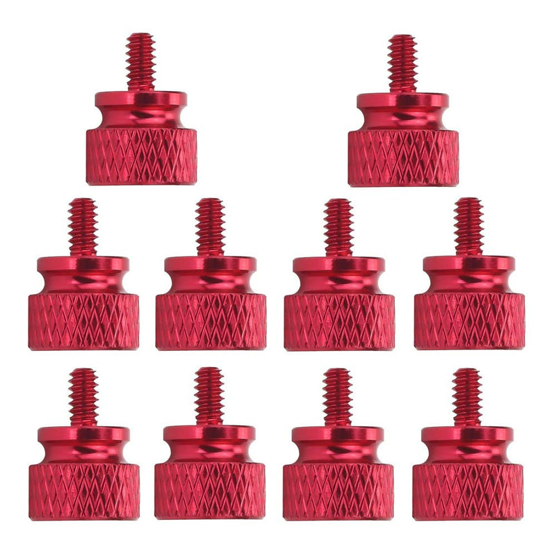 (10 Pack) Anodized Aluminum Computer Case screws (6-32 Thread) for Computer Cover / Power Supply / PCI Slots / Hard Drives DIY Personality Modification & beautification (Red)