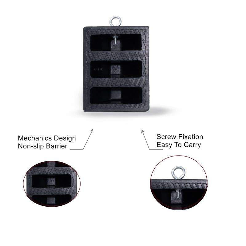Wheel Chocks Rubber Heavy Duty Wheel Chocks for Travel Trailers with Eyebolt 9.06" x 7.87" x 5.51" 2 Pack（Highlight Black）