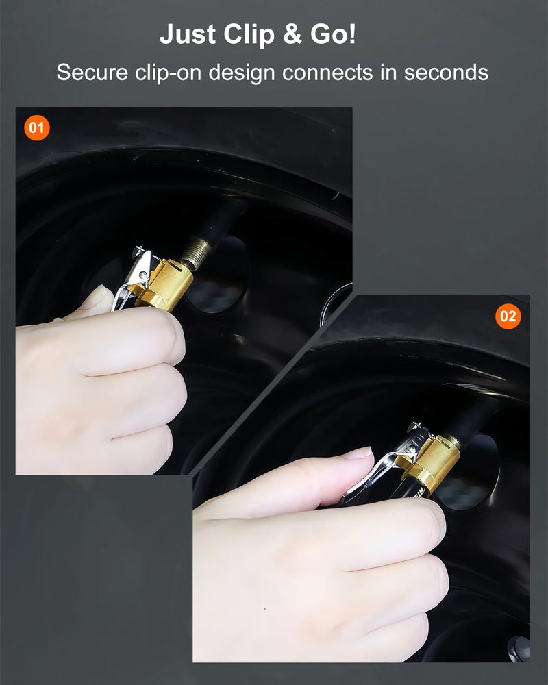 Tire Deflator with Air Chuck (10-30 PSI) – 4PCS Fast-Connect Clip-On air Down tire deflators, Adjustable Auto-Stop Offroad Accessories for Off-Road 4x4, Beach Driving & SUVs
