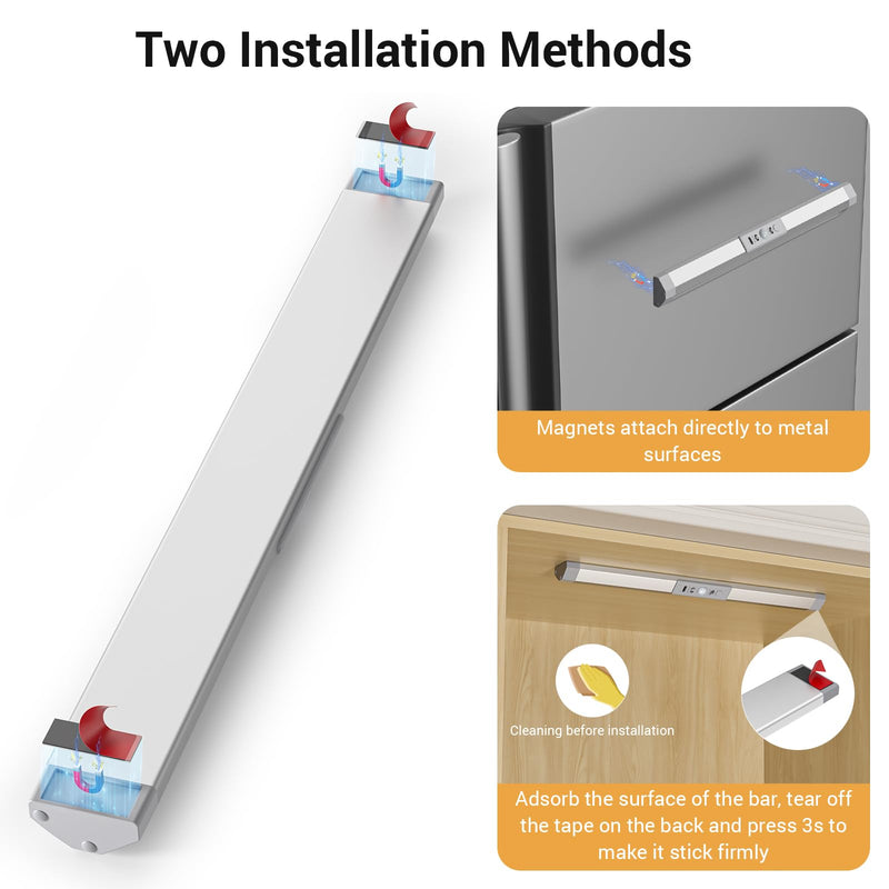 WOBANE Closet Lights Motion Sensored with Eye-Protection,Rechargeable LED Wardrobe Lighting with 3 Color,12 inch Dimmable Wireless Battery Operated Light Indoor for Stair,Pantry,Hallway,900mAh,3PCS 3 Pack