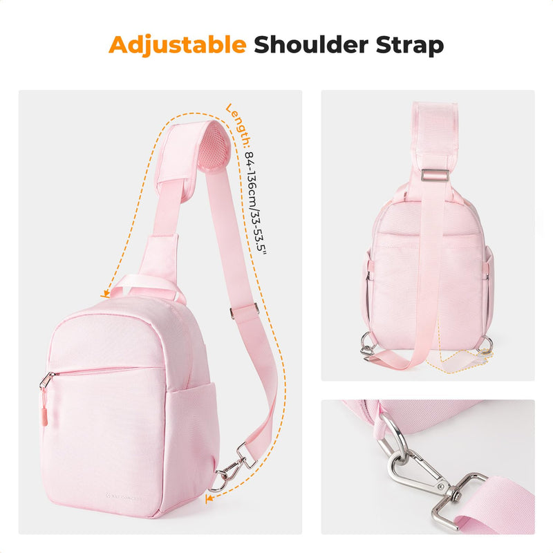 K&F CONCEPT Camera Sling Bag, Compact Crossbody Bag for DSLR Mirrorless | Lightweight Fabric, with Tripod Holder, Quick Access & Custom Dividers, Men & Women, for Sony Canon Nikon, Light Pink, BS06 Sling Bag-5L