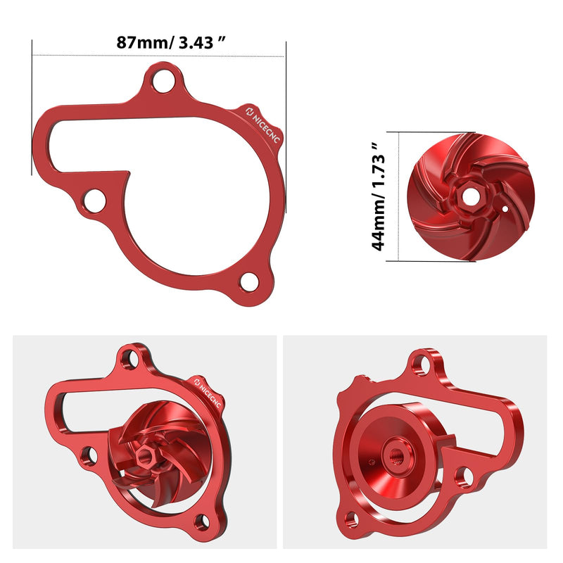 NICECNC Red Oversized Water Pump Impeller Cooler Spacer Kit Compatible with Honda CRF450R CRF450RX CRF450RWE 2021 2022 2023 2024 2025 See Fitment
