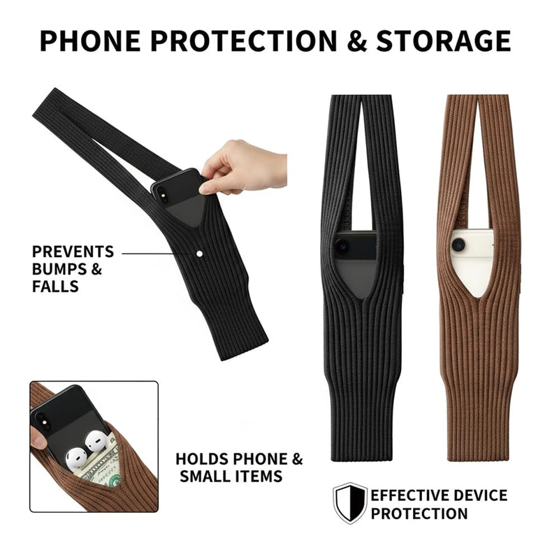 2 PcsKnitted Crossbody Phone Pouch - Lightweight Stretchable Smartphone Sleeve Bag with Dual Strap Options, Versatile Small Cell Phone Purse for Women Men, Minimalist Travel Shoulder Bag for Daily Use