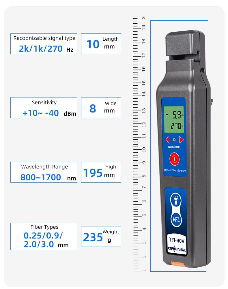 TFI-40V Fiber Optic identifier Wavelength 800nm to 1700nm, Optical Identifier Live Fiber Detector with VFL 10mW LED