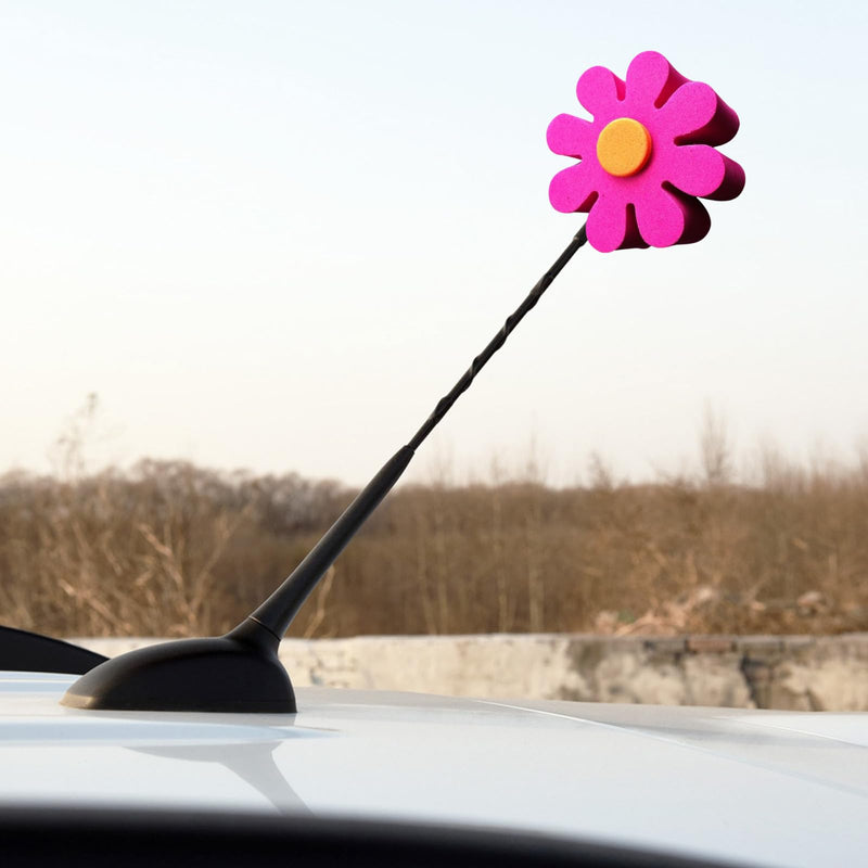 Pink Daisy Car Antenna Topper,Auto Mirror Dangler,Aerial Ball Antenna Topper Cute Dashboard Accessories for Women Men