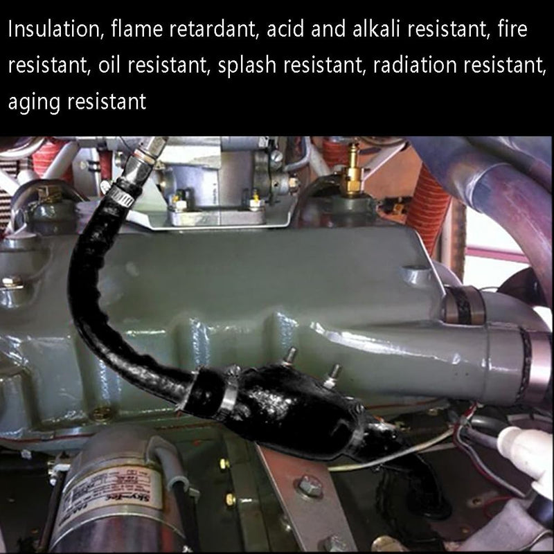 10 Feet Length Heat Shielded Fire Thermo Armor Fire Sleeve 1/2"ID,Silicone Coated Fiberglass Heat Protection for Automotive Hose Lines & Electrical Wiring（Black 1/2"x10 Feet） 1/2"x10FT