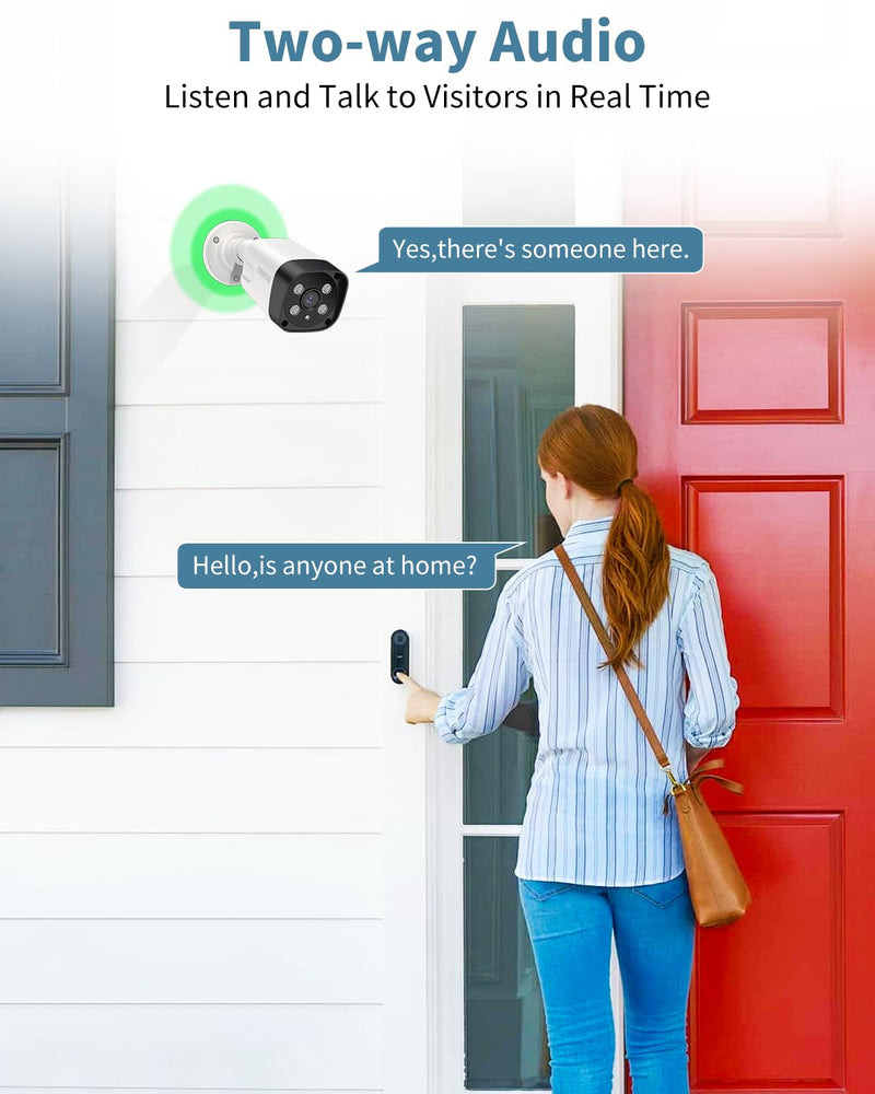 OHWOAI Extend Camera for Outdoor CCTV Security Camera System with 130°Wide Angle-Lens,8.0MP IP Wired Security Cameras,Home Surveillance Video Equipment
