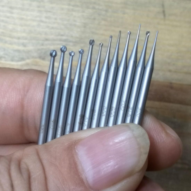 12 Pcs Round Shape Ball Burr Set - 3/32'' Shank Jewelry Making Burs Round Ball Shape Engraving Bits for Lapidary (008-040)