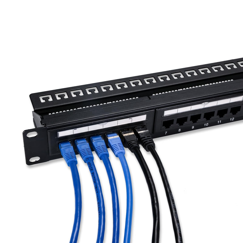 6COMGIGA 24 RJ45 Port Cat6 Patch Panel with Removable Back Bar,Support 110 & Krone Terminations,1U 19 Inch Network Patch Panel for Cat6, Cat5e, Cat5 Cabling Dual IDC Patch Panel