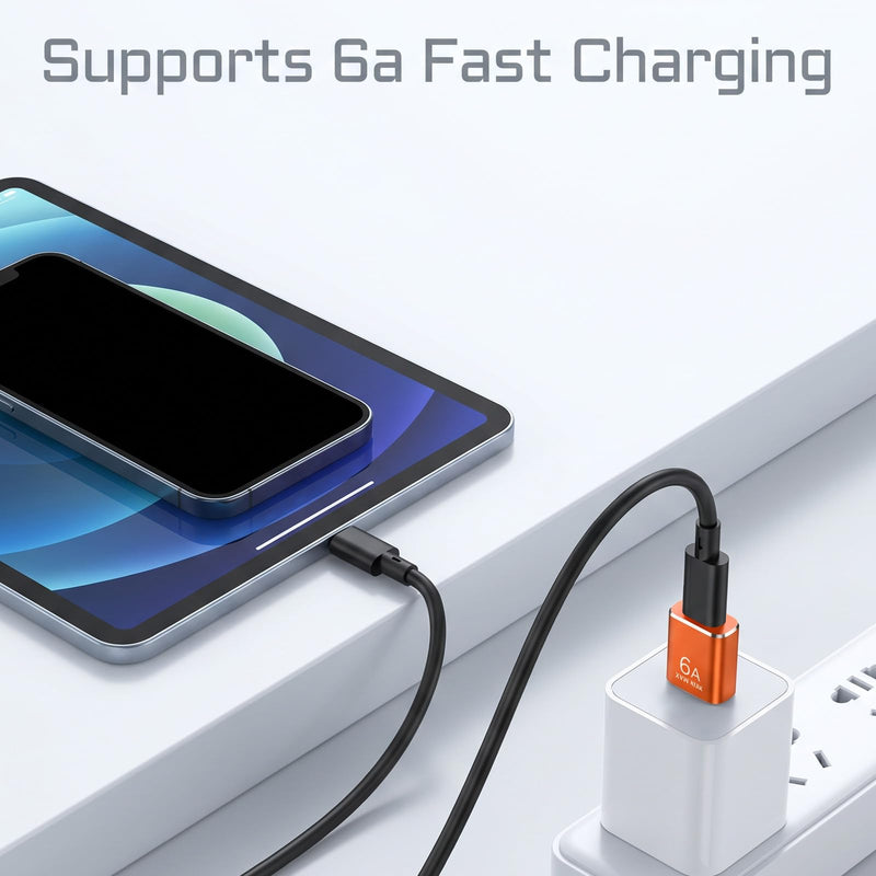 10 Pcs Type C Male to USB Female Charger, USB C to USB3.1 Adapter | 10Gbps/120W USB Female to USB C Male Adapter for Smartphone PC Laptop Tablet Keyboard (Orange)