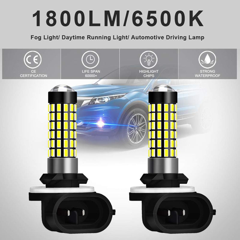 900Lm Xenon White 894 881 886 889 896 898 LED Bulbs With Lens Projector For Fog Light DRL Automotive Driving Lamp Daytime Running Light 3014SMD 78-EX Chipsets, 6500K,12-24V 4W 881 Fog Light
