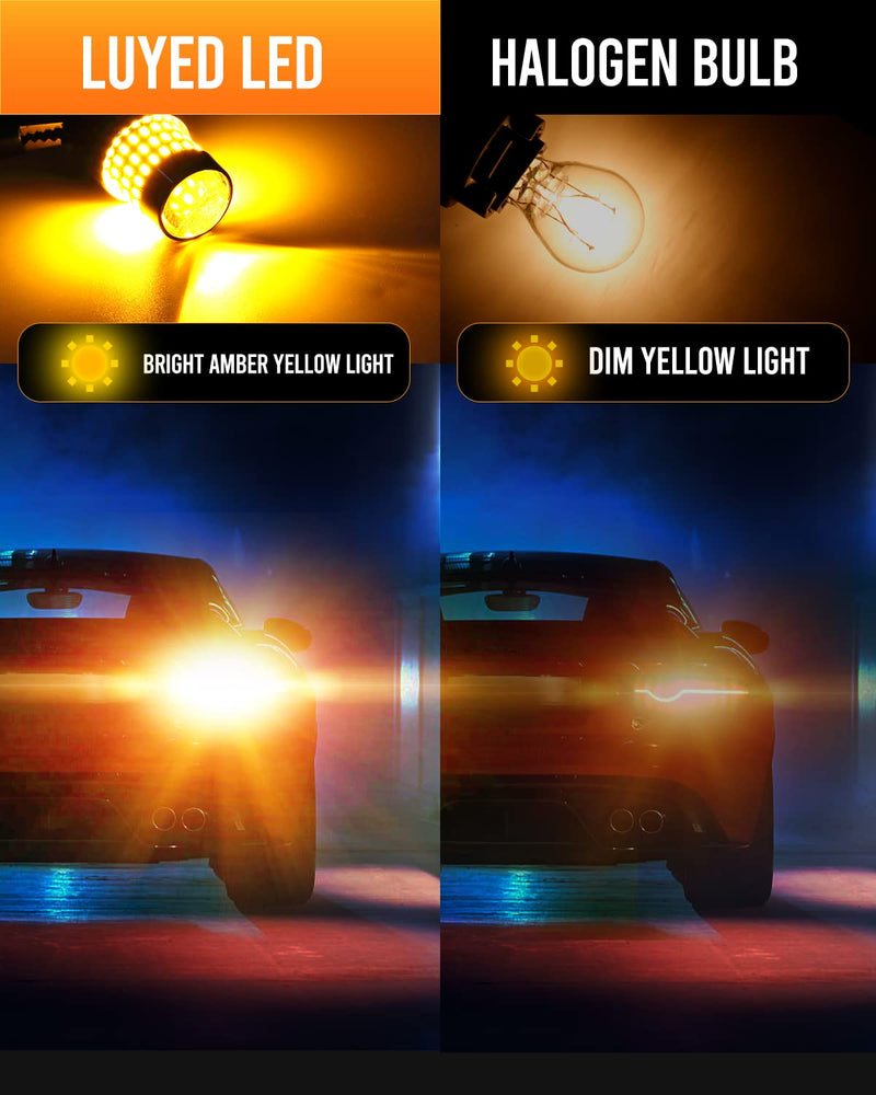 LUYED 3157 LED Bulb Amber Yellow 1800 Lumens Super Bright 3056 3156 3057 4157 LED Bulbs with Projector for Turn Signal Tail Brake Blinker Parking Lights,Pack of 2