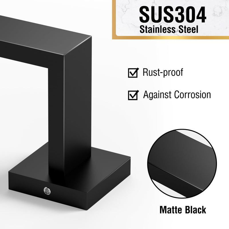 HITSLAM Bath Towel Bar, 18 Inch Towel Rack for Bathroom Wall Mounted, SUS304 Stainless Steel Towel Holder with Hardware Accessories, Matte Black 18 Inch (Total Length 19.6 Inch)